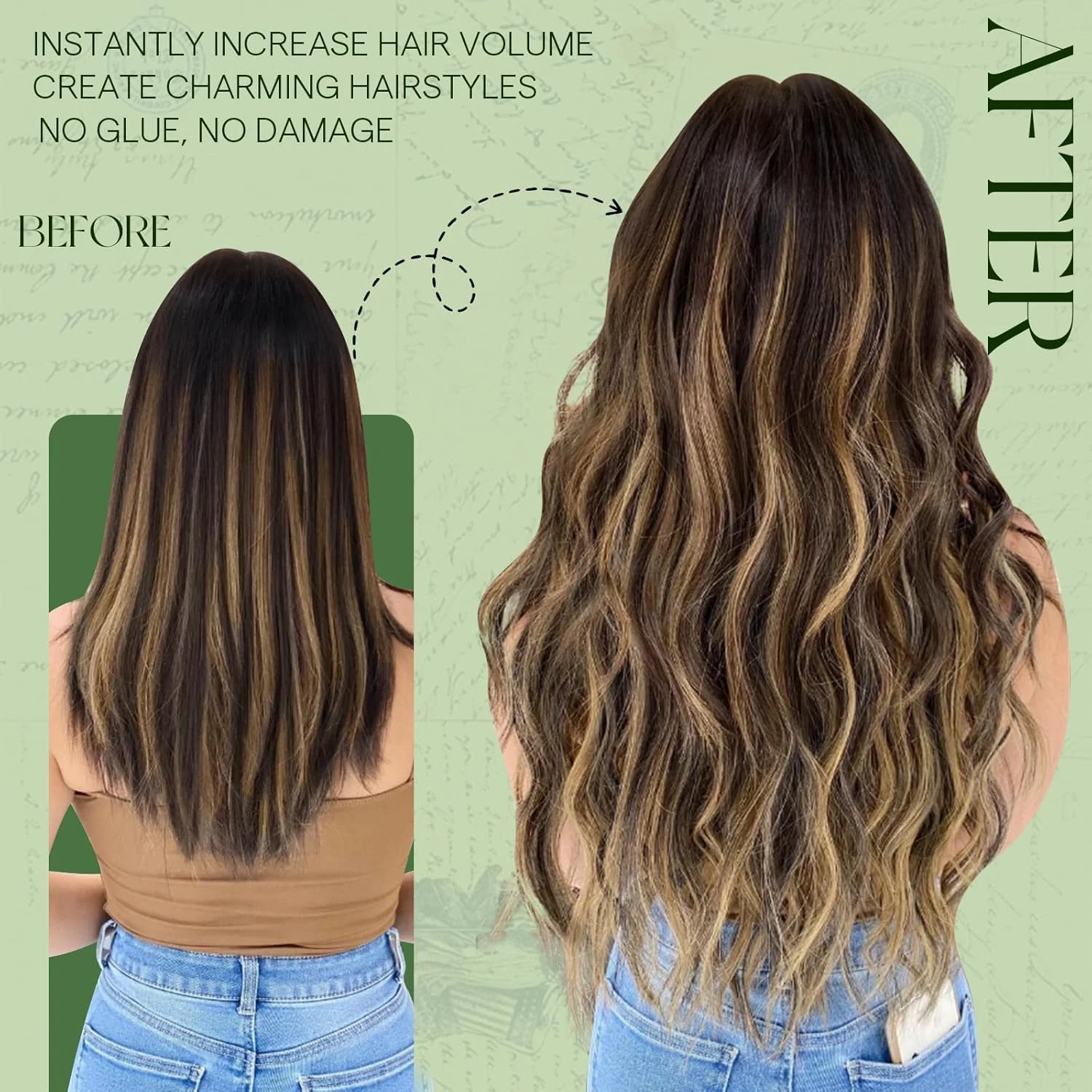 اکستنشن مو کلیپسی رانچر، 22 اینچ، موی طبیعی بالیاژ قهوه ای، اکستنشن موی واقعی کلیپسی برای زنان، مشکی طبیعی محو شونده به شاه بلوطی قهوه ای ترکیب بلوند کاراملی، 120 گرم، 7 تکه