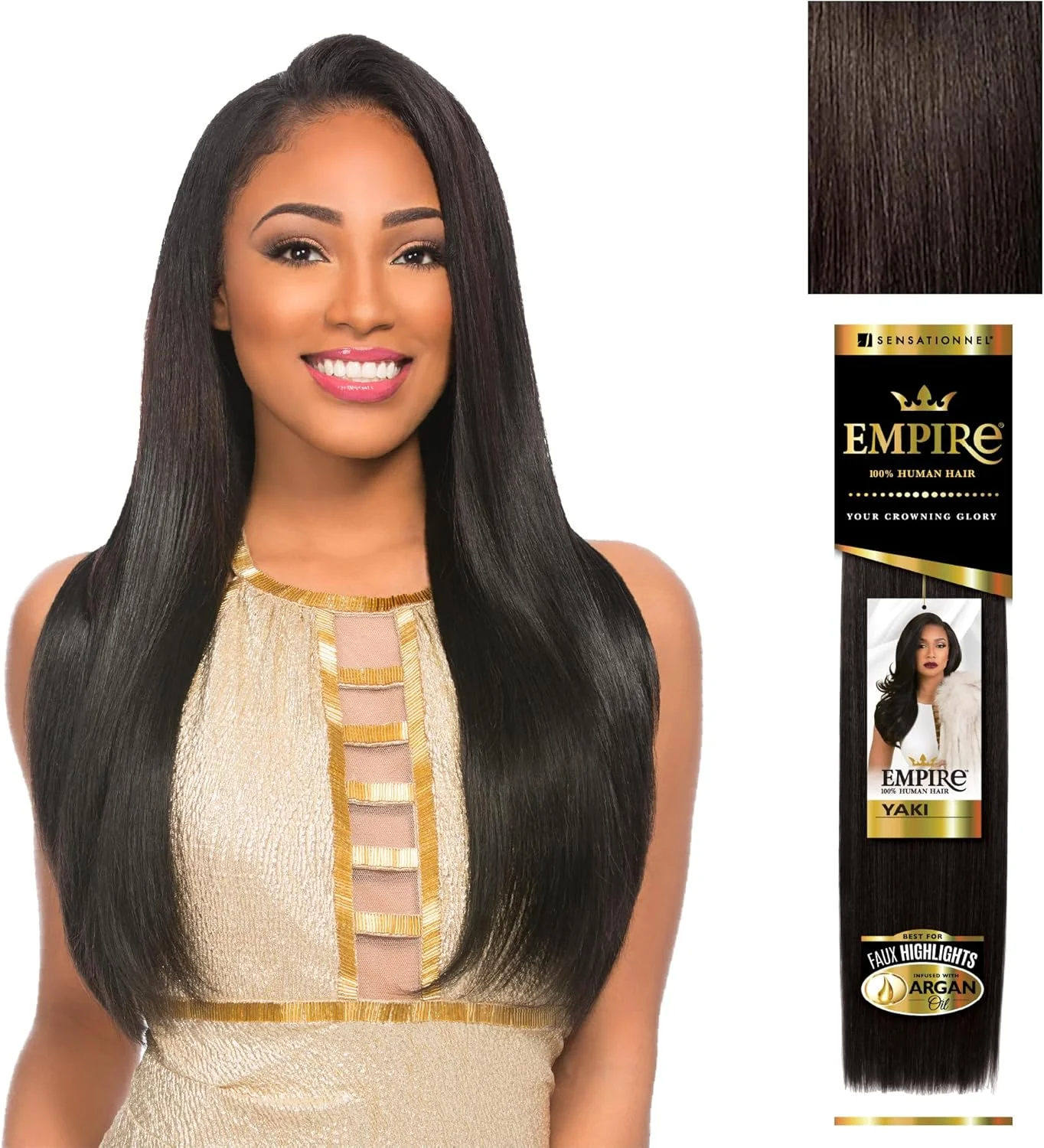 اکستنشن موی بافتنی Sensationnel Empire Yaki - موی طبیعی درجه یک با بافت یاکی برای بافت و دوخت - یاکی صاف 1 بسته (12 اینچ، 2)