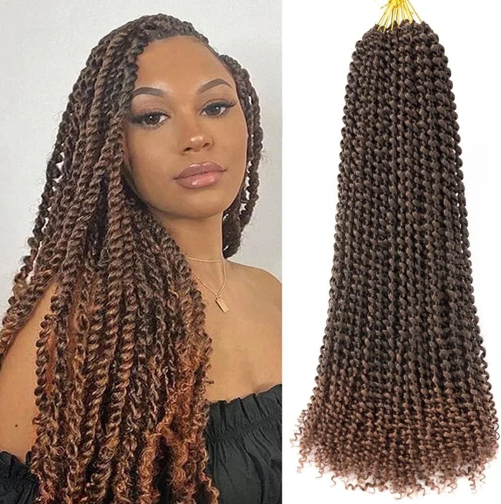 موهای بافت پیچشی ShowCoco، 8 بسته موی بافتنی مدل Passion Twist، 22 اینچ، مناسب برای زنان، بافت موی کروشه ای موج دار (22 اینچ، 1B/30)