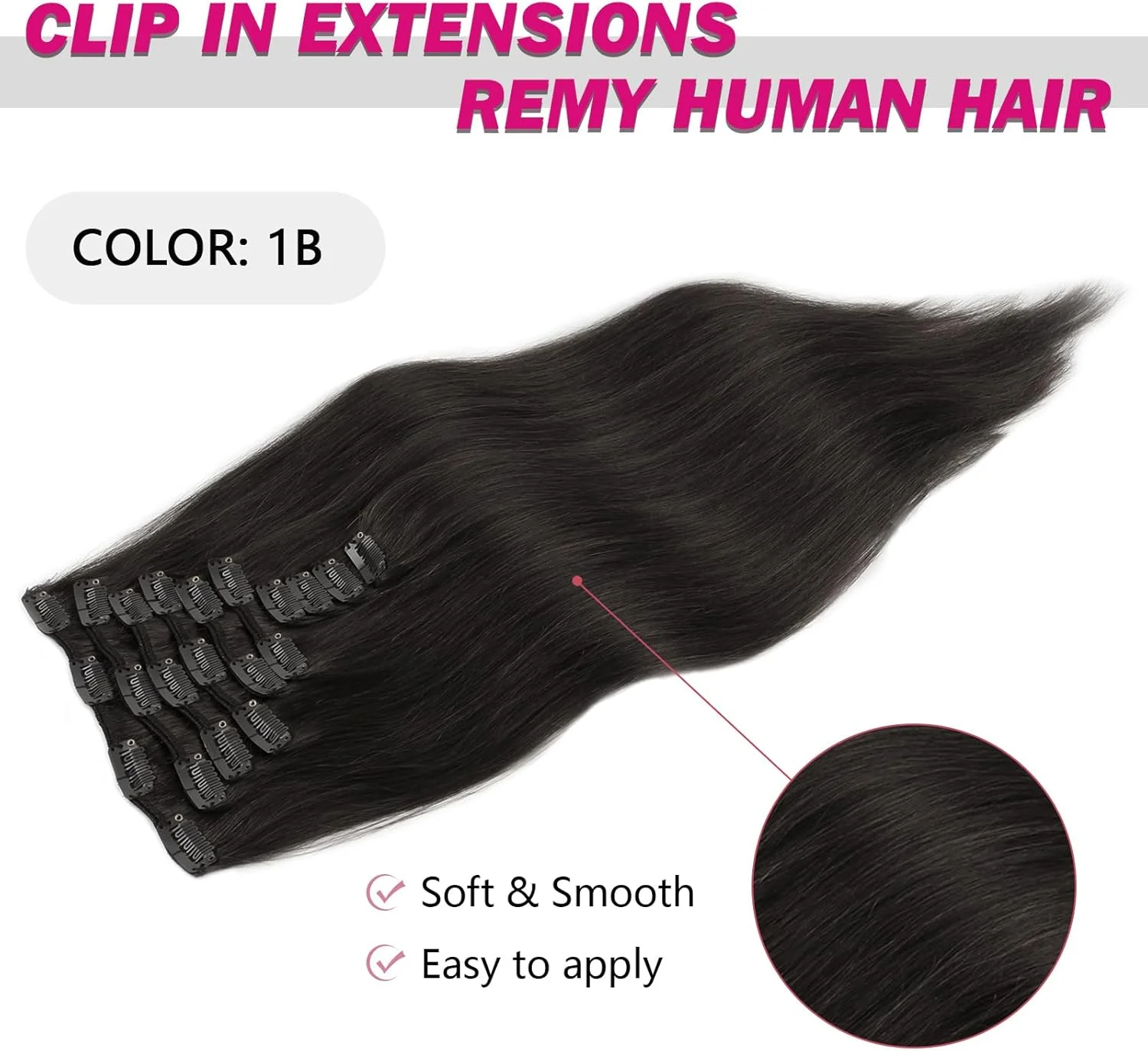 اکستنشن مو کلیپسی SixStarHair، ۱۸۰ گرم، ۵۰ سانتی متر، مشکی طبیعی، اکستنشن موی کلیپسی زنانه، ۱۰ تکه برای کل سر [رنگ 1B مشکی طبیعی، ۵۰ سانتی متر]