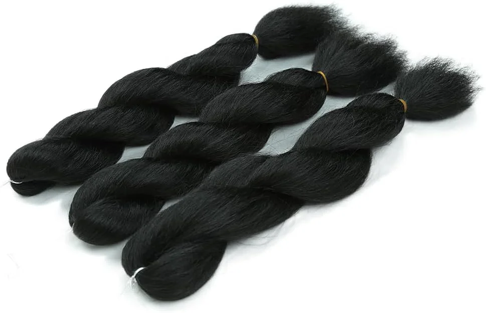 بسته های موی بافتنی صاف، موی بافتنی 16 اینچ 300 گرم مشکی طبیعی یاکی الیاف مصنوعی ممتاز برای اکستنشن موی زنان