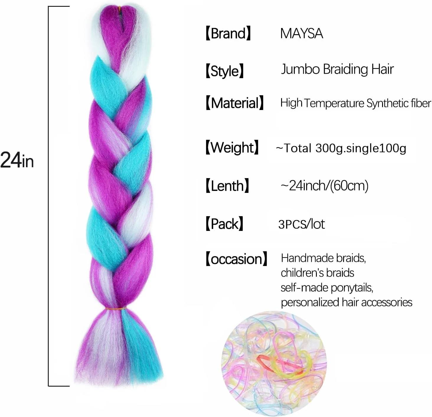 اکستنشن مو بافت رنگین کمانی از پیش کشیده شده، موی بافت چند رنگ 24 اینچ 3 عدد اکستنشن موی رنگی مصنوعی #صورتی-بنفش تیره-آبی-سبز اکستنشن مو بافت رنگین کمانی از پیش کشیده شده، موی بافت چند رنگ 24 اینچ 3 عدد اکستنشن موی رنگی مصنوعی #صورتی-بنفش تیره-آبی-سبز