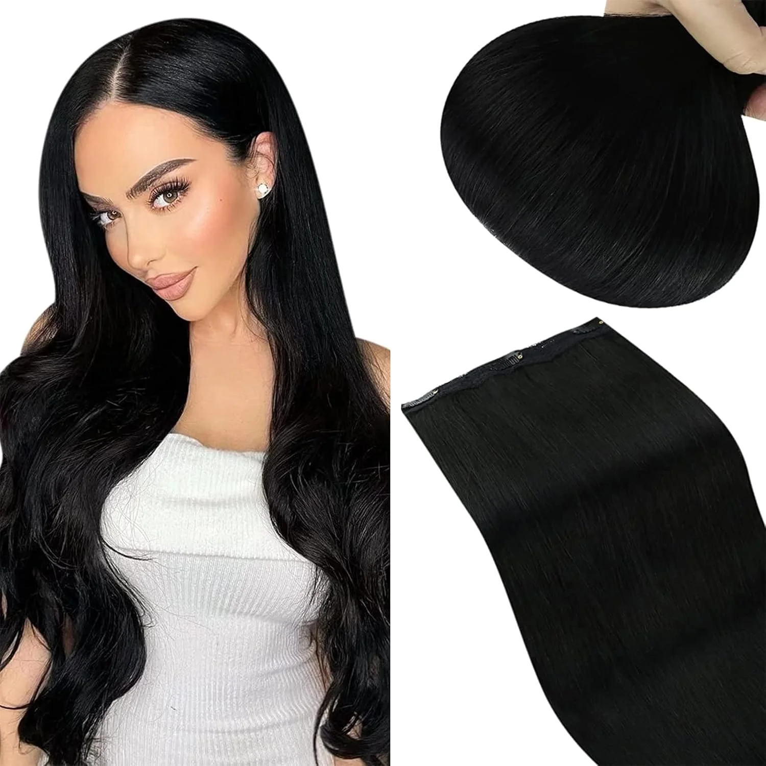 اکستنشن موی تکه ای کلیپسی سانی هیر، اکستنشن طبیعی مشکی، اکستنشن کلیپسی تکه ای برای زنان، 1 تکه 70 گرم 22 اینچ اکستنشن موی تکه ای کلیپسی سانی هیر، اکستنشن طبیعی مشکی، اکستنشن کلیپسی تکه ای برای زنان، 1 تکه 70 گرم 22 اینچ