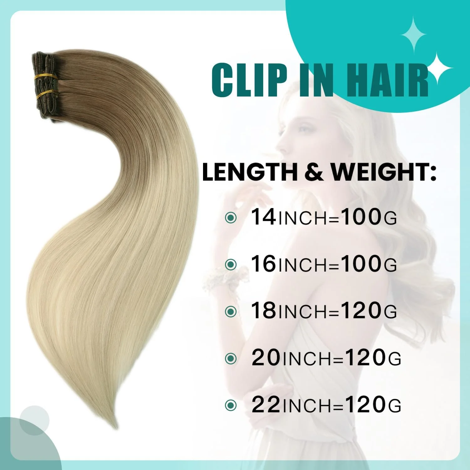 اکستنشن مو گیره ای آمبره بلوند، اکستنشن موی طبیعی گیره ای، قهوه ای روشن محو شونده به بلوند پلاتینی بالیاژ، بافت دولایه 18 اینچ 120 گرم 6 تکه (#8/60, 18 اینچ) اکستنشن مو گیره ای آمبره بلوند، اکستنشن موی طبیعی گیره ای، قهوه ای روشن محو شونده به بلوند پلاتینی بالیاژ، بافت دولایه 18 اینچ 120 گرم 6 تکه (#8/60, 18 اینچ)