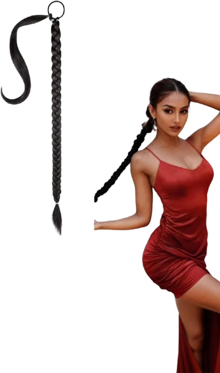 اکستنشن موی دم اسبی 32 اینچی Sweet Seven، بافت استخوانی بلند، دم اسبی با قابلیت بافت شل، تکه موی مصنوعی نرم و طبیعی مشکی