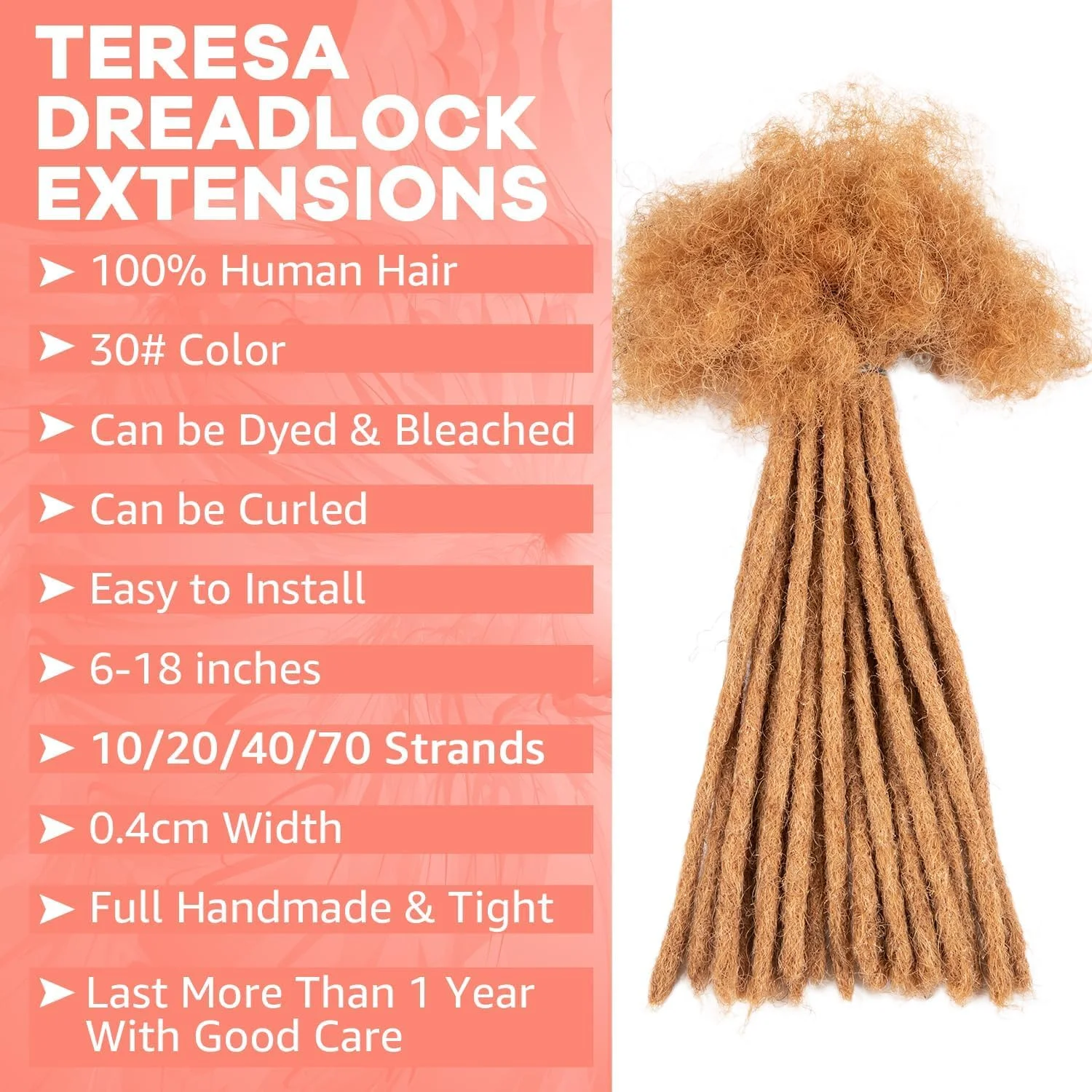 اکستنشن موی dreadlocks آفریقایی فرفری Teresa، گیره ای، 100% موی طبیعی انسان (12 اینچ، 5 گیره)