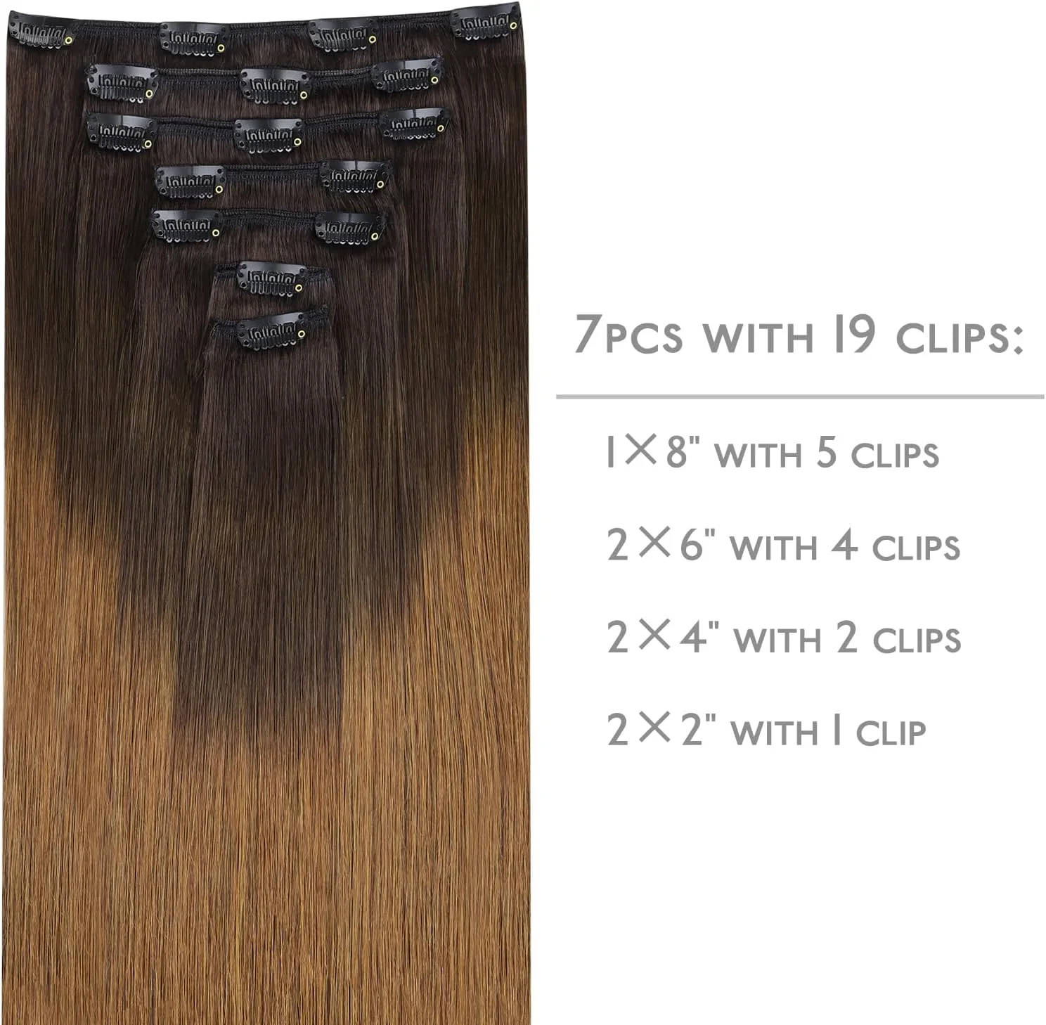 اکستنشن مو کلیپسی WENNALIFE موی طبیعی انسان، 18 اینچ 120 گرم 7 تکه، اکستنشن مو کلیپسی موی طبیعی انسان، آمبره قهوه ای تیره به قهوه ای شاه بلوطی روشن