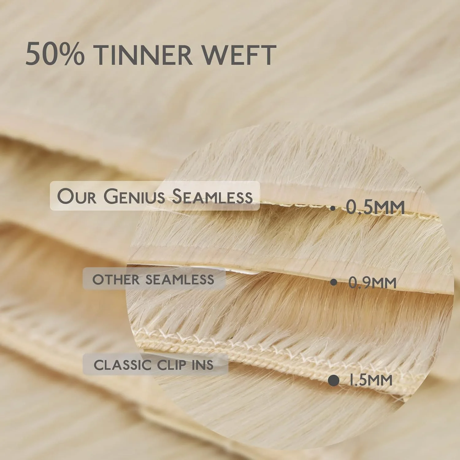 اکستنشن مو کلیپسی بدون درز WENNALIFE Genius، موی طبیعی، 150 گرم، 7 تکه، 20 اینچ، فوق العاده نامرئی، 50% نازک تر، اکستنشن موی کلیپسی بدون درز، موی بلوند پلاتینی، موی طبیعی