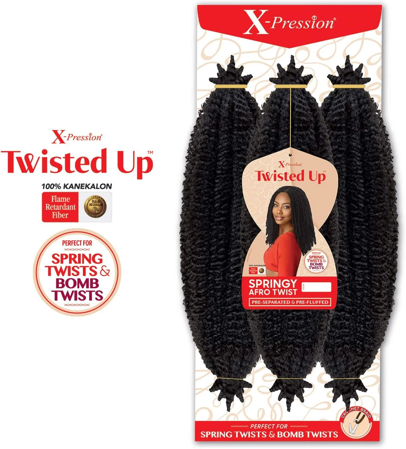 بسته های چندتایی تخفیف دار! بافت مصنوعی Outre - مدل X TWISTED UP SPRINGY AFRO TWIST 16 (تک بسته، 1B) بسته های چندتایی تخفیف دار! بافت مصنوعی Outre - مدل X TWISTED UP SPRINGY AFRO TWIST 16 (تک بسته، 1B)