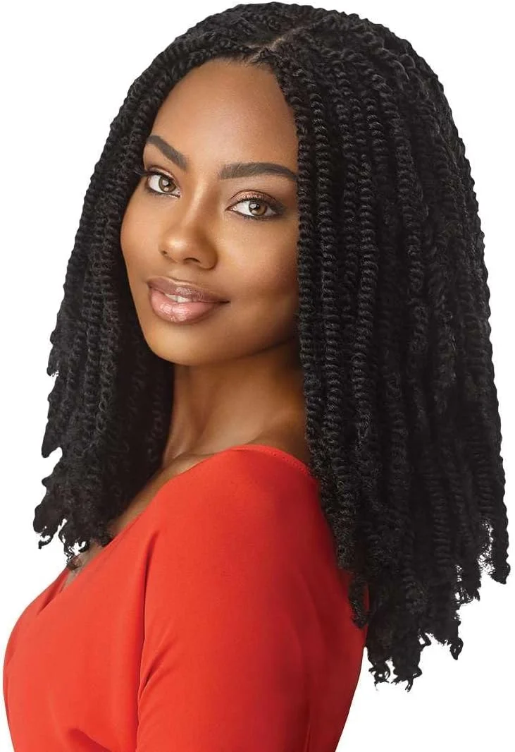اکستنشن مو بافت آفرو فنری X-pression Outre Crochet Braids Twisted Up 3X، سایز 24 اینچ (تک بسته، رنگ 1B)