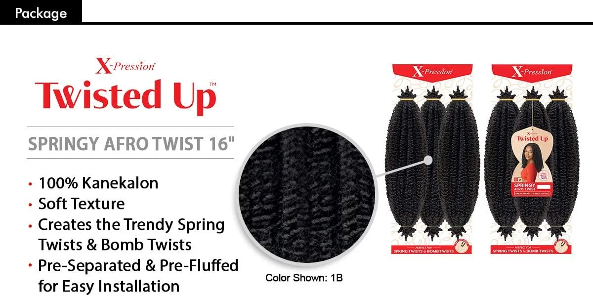 بسته های چندتایی تخفیف دار! بافت مصنوعی Outre - مدل X TWISTED UP SPRINGY AFRO TWIST 16 (تک بسته، 1B) بسته های چندتایی تخفیف دار! بافت مصنوعی Outre - مدل X TWISTED UP SPRINGY AFRO TWIST 16 (تک بسته، 1B)