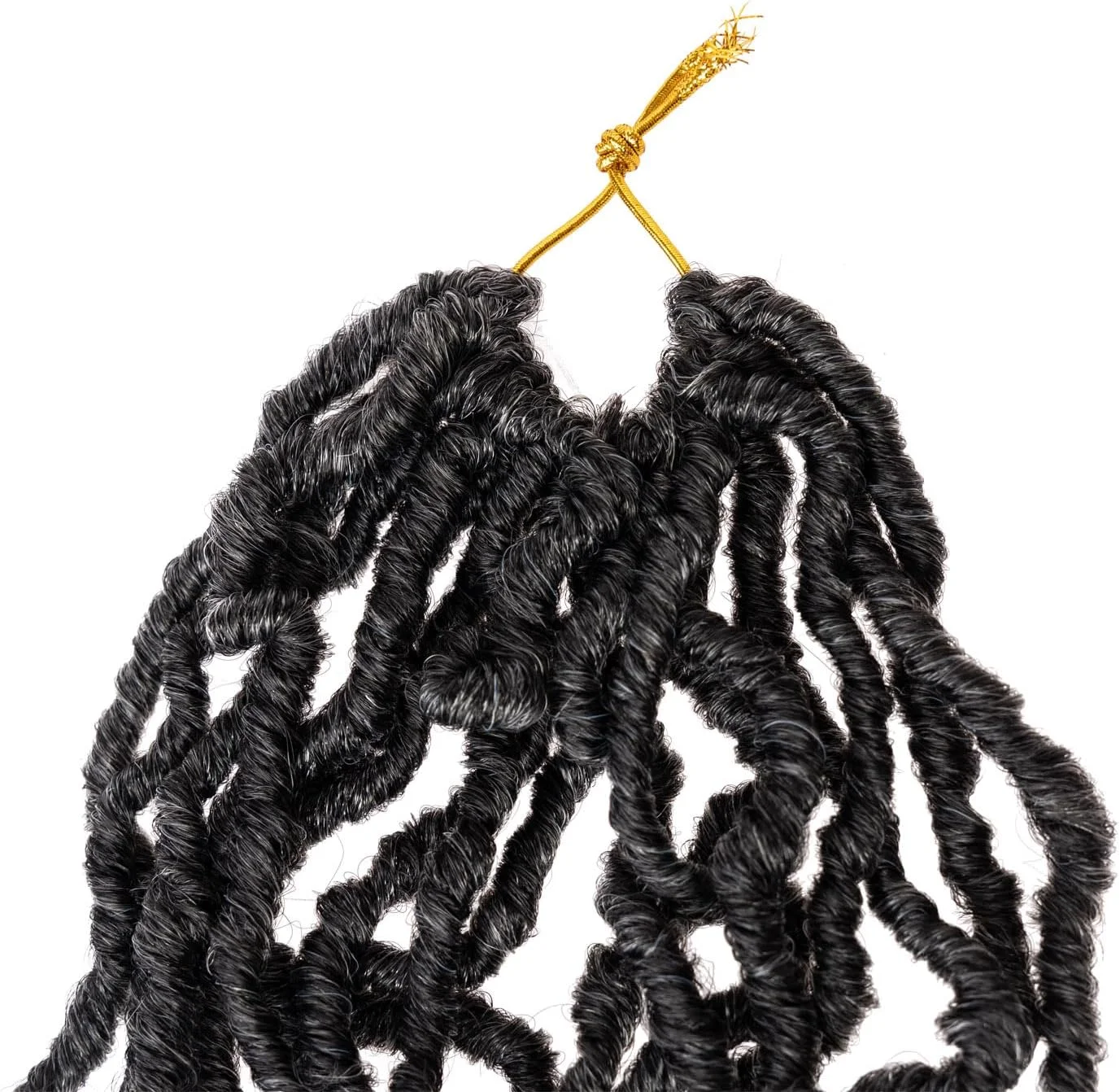 اکستنشن مو بافت مدل Nu Faux Locs از برند Xtrend، بسته 6 عددی، سایز 12 اینچ، از پیش حلقه شده، رنگ خاکستری، مدل Goddess Faux Locs، بافت موج دار Dreadlock