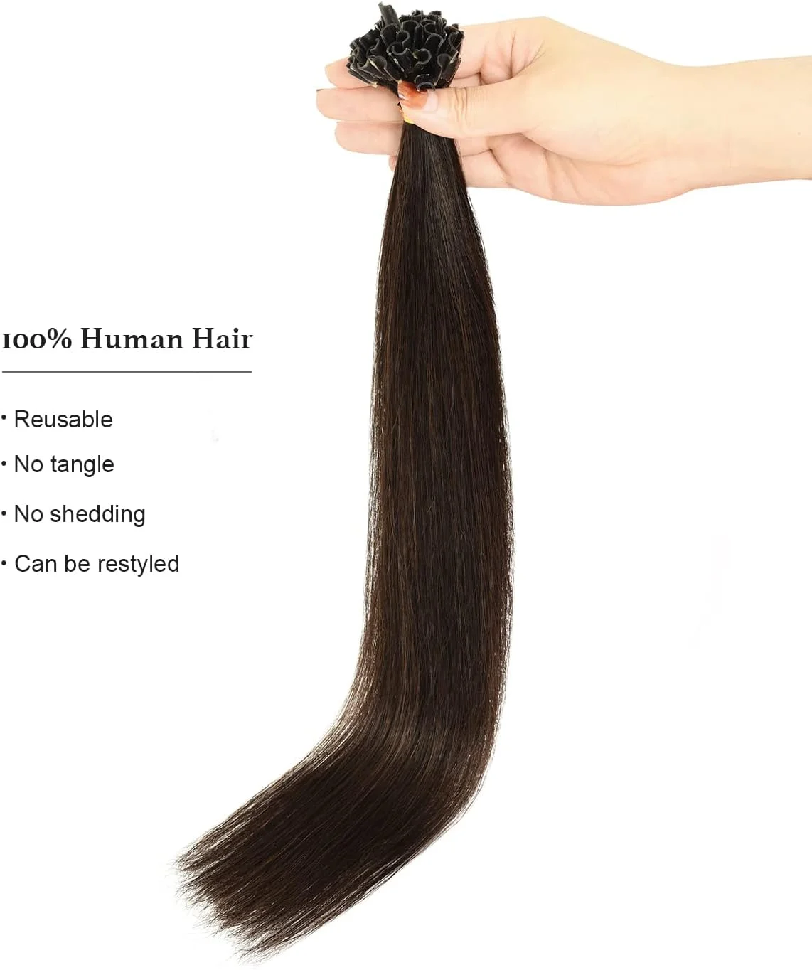 اکستنشن موی چسبی U Tip یامل، موی طبیعی انسان، 1 گرم در هر شاخه، نوک ناخنی کراتینی، 50 شاخه، 18 اینچ اکستنشن موی چسبی U Tip یامل، موی طبیعی انسان، 1 گرم در هر شاخه، نوک ناخنی کراتینی، 50 شاخه، 18 اینچ