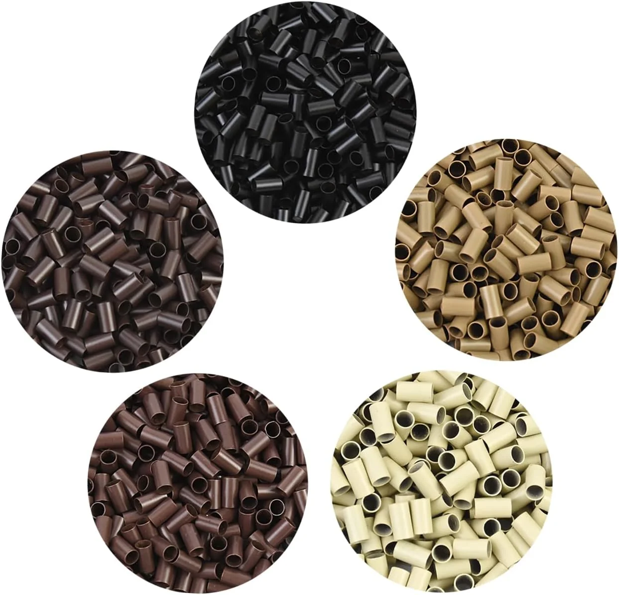 500 عدد حلقه های کوچک اتصال مهره ای 3.5x3.0x6.0mm لوله های مسی برای اکستنشن مو نوک پر (بلوند)