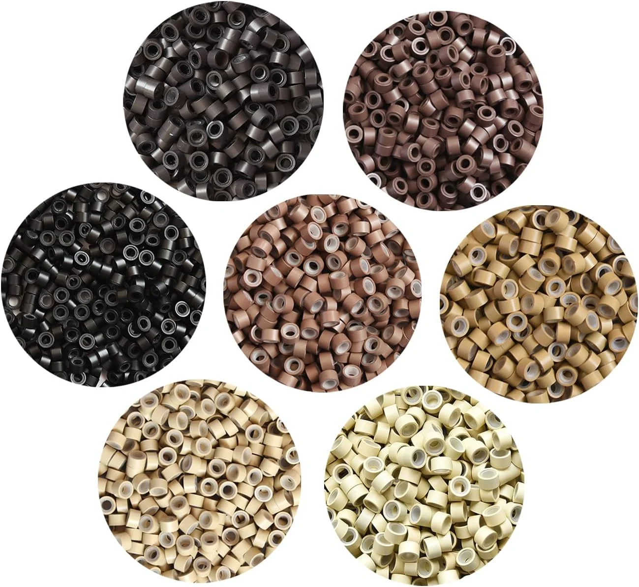 یانتاایسیو 500 عدد حلقه های میکرو سیلیکونی 5.0X3.0X3.0 میلی متری برای اکستنشن مو (قهوه ای)