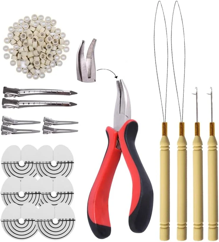 مجموعه ابزار اکستنشن مو YANTAISIYU: انبر موی I-Tip، سوزن کشیدن، نخ حلقه و 200 عدد حلقه و مهره اتصال اکستنشن موی سیلیکونی 5.0 میلی متری (بلوند) مجموعه ابزار اکستنشن مو YANTAISIYU: انبر موی I-Tip، سوزن کشیدن، نخ حلقه و 200 عدد حلقه و مهره اتصال اکستنشن موی سیلیکونی 5.0 میلی متری (بلوند)