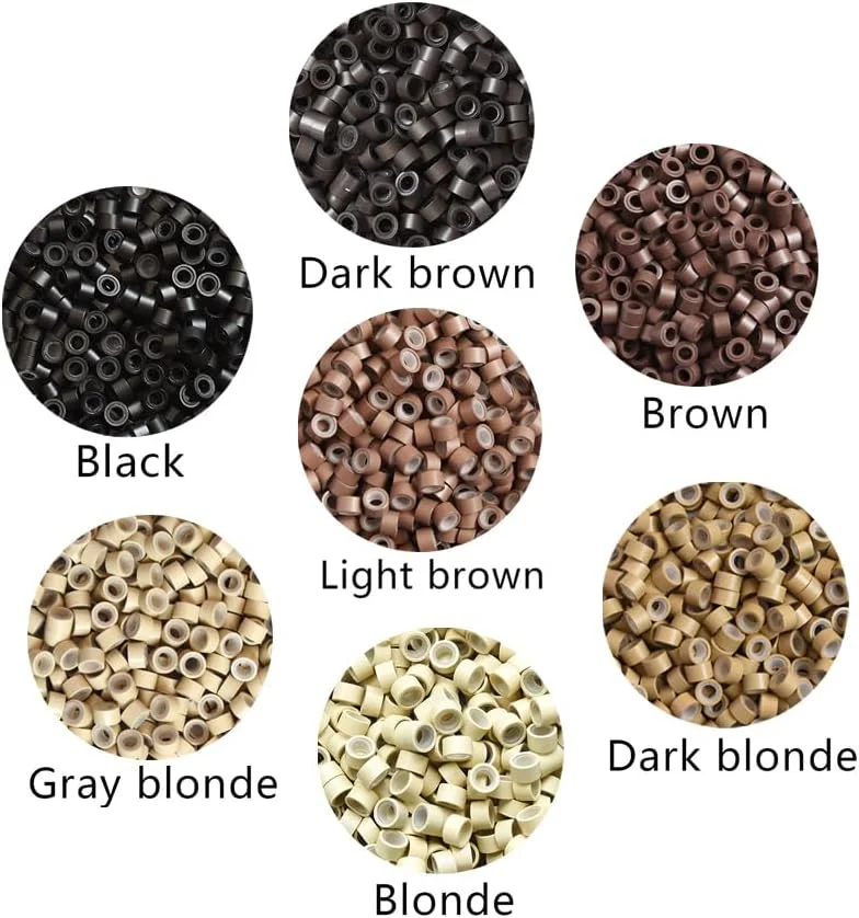 مجموعه ابزار اکستنشن مو YANTAISIYU: انبر موی I-Tip، سوزن کشیدن، نخ حلقه و 200 عدد حلقه و مهره اتصال اکستنشن موی سیلیکونی 5.0 میلی متری (بلوند)