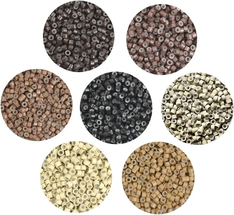 حلقه های میکرولینک روکش دار سیلیکونی 4 میلی متری برای اکستنشن مو و اکستنشن پر (500 عدد مشکی)