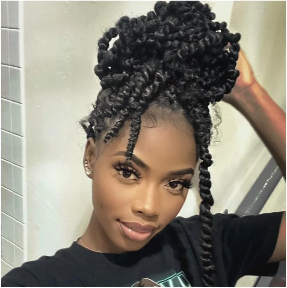 موهای بافت کروشه ای مدل Passion Twist YDDM، سایز 10 اینچ، 8 بسته، مناسب برای خانم‌های با پوست تیره، موهای بافت کروشه ای از قبل پیچیده شده، موهای بافت مصنوعی (10 اینچ، شماره 2)