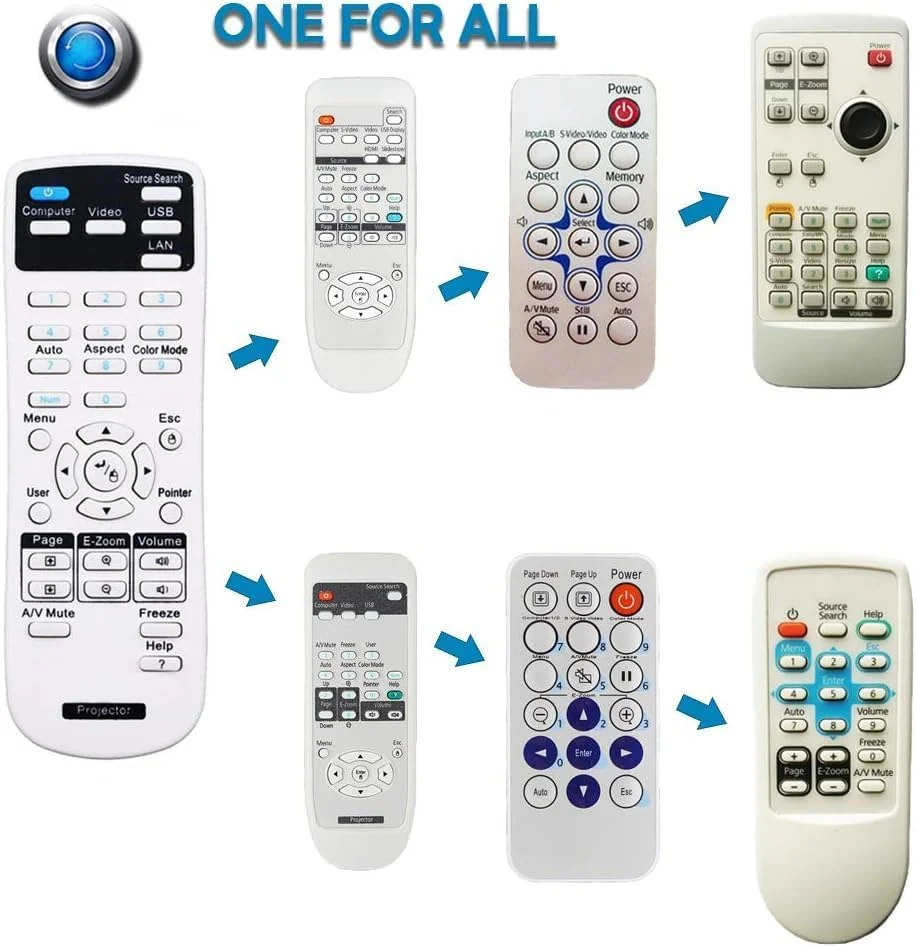 ریموت کنترل جایگزین برای پروژکتورهای اپسون | سازگار با BrightLink 675Wi+/680Wi/685Wi+/695Wi+/696Ui/710Ui | PowerLite 670/675W/680/685W/700U | Home Cinema LS100 | کنترلر مادون قرمز ریموت کنترل جایگزین برای پروژکتورهای اپسون | سازگار با BrightLink 675Wi+/680Wi/685Wi+/695Wi+/696Ui/710Ui | PowerLite 670/675W/680/685W/700U | Home Cinema LS100 | کنترلر مادون قرمز