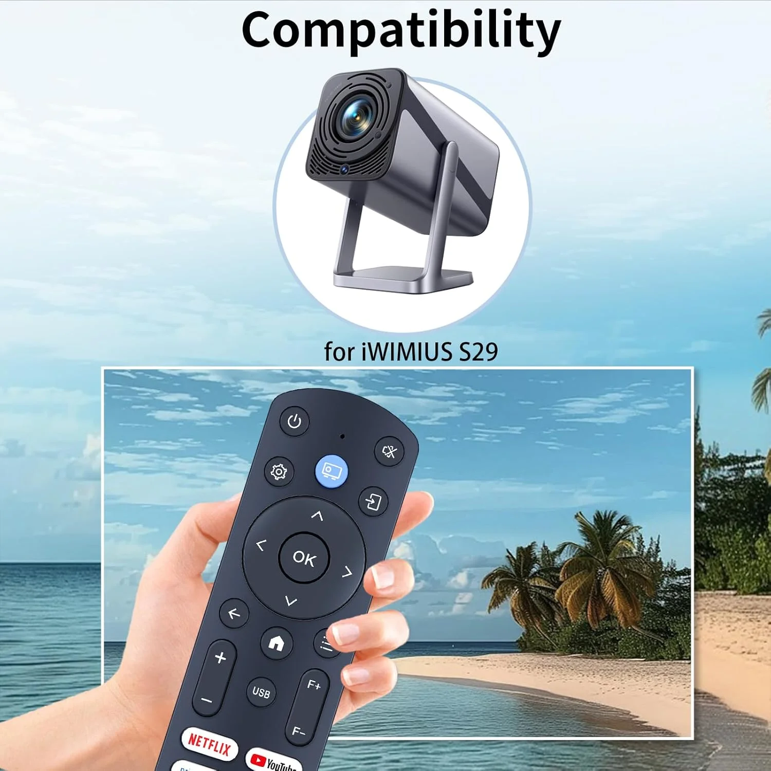 ریموت کنترل جایگزین RETROSUN سازگار با پروژکتور مینی قابل حمل 4K مدل iWIMIUS S29 ریموت کنترل جایگزین RETROSUN سازگار با پروژکتور مینی قابل حمل 4K مدل iWIMIUS S29