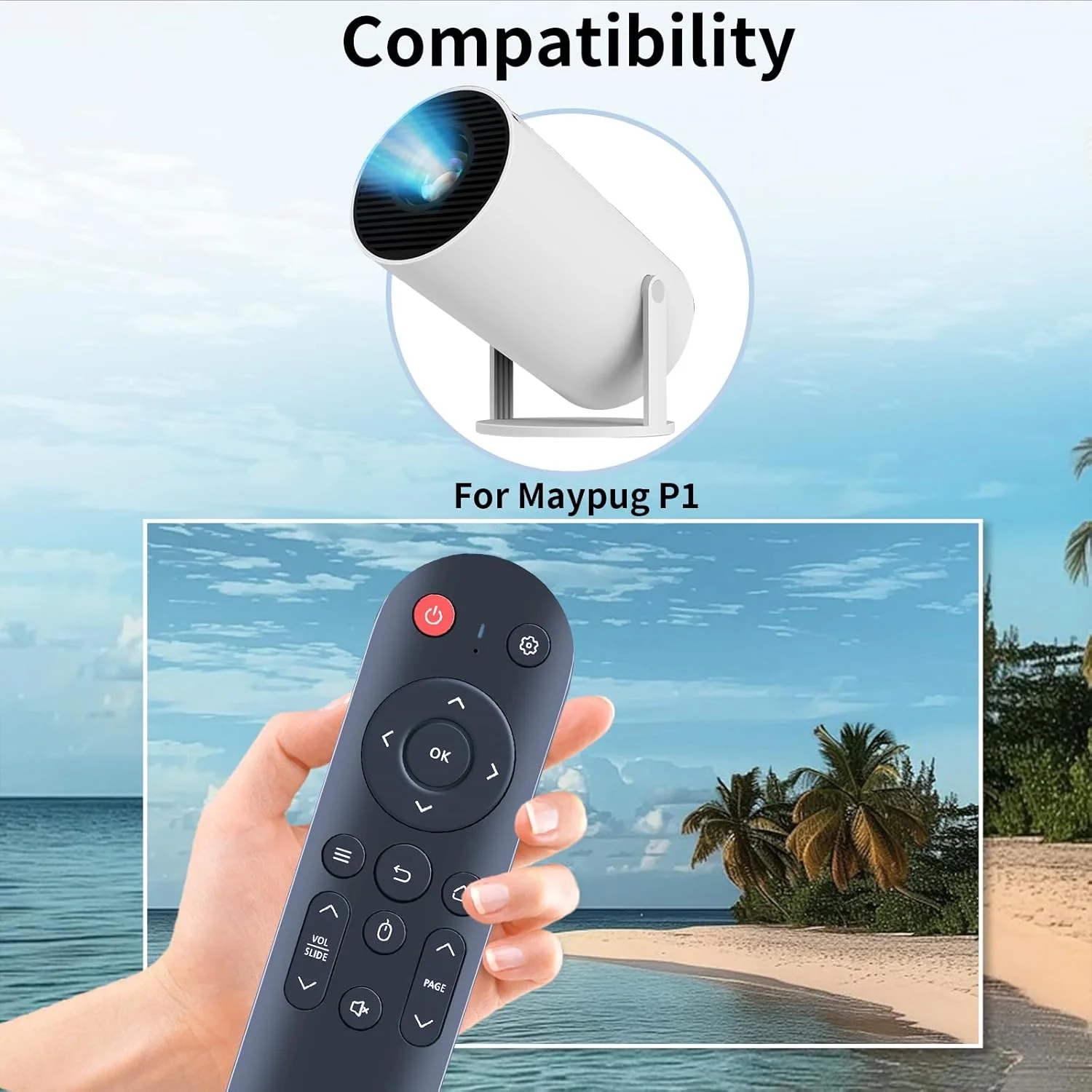 ریموت کنترل جایگزین RETROSUN سازگار با پروژکتور مینی قابل حمل Maypug P1 4K ریموت کنترل جایگزین RETROSUN سازگار با پروژکتور مینی قابل حمل Maypug P1 4K