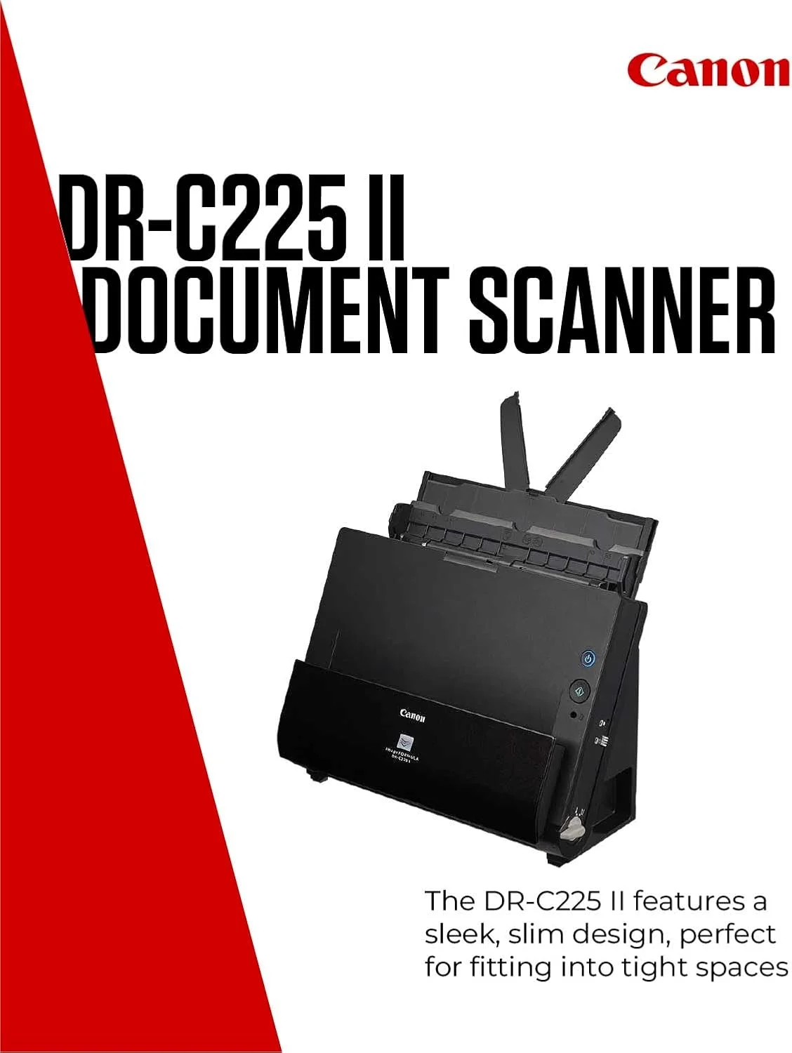 اسکنر اسناد کانن DR-C225 II A4 با طراحی کوچک مناسب اسکن خانگی به همراه نرم افزار اسکن به اکسل و ورد