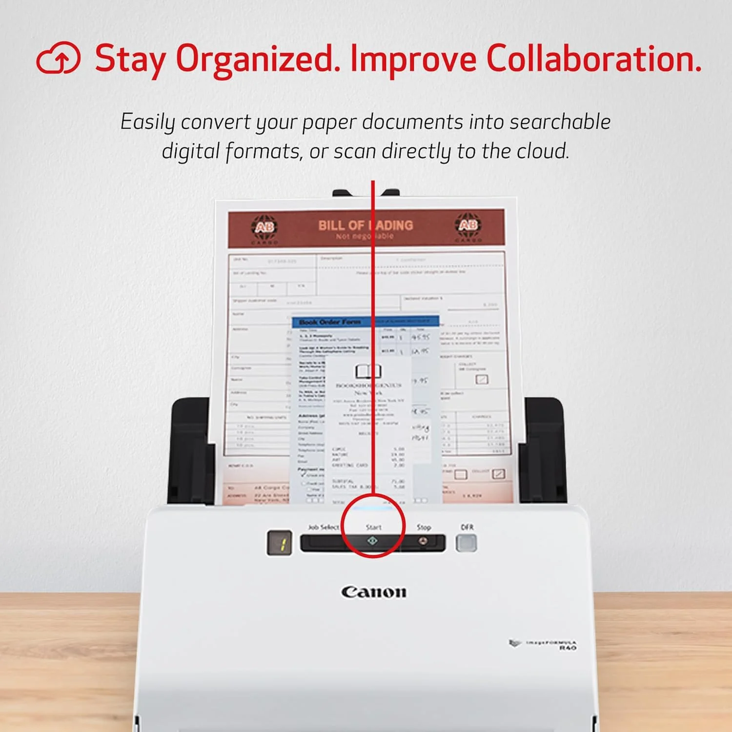 اسکنر اسناد اداری کانن imageFORMULA R40 برای کامپیوتر و مک، اسکن دوروی رنگی، نصب آسان برای استفاده در خانه یا دفتر، شامل نرم افزار اسکن