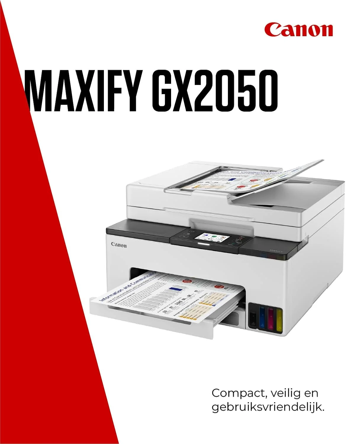 پرینتر کانن MAXIFY GX2050 برای خانه و دفتر کار - پرینتر رنگی و اسکنر همه کاره بی سیم | پرینتر جوهر افشان MegaTank، دستگاه کپی، اسکنر و فکس | اتصال WiFi، اترنت و USB پرینتر A4