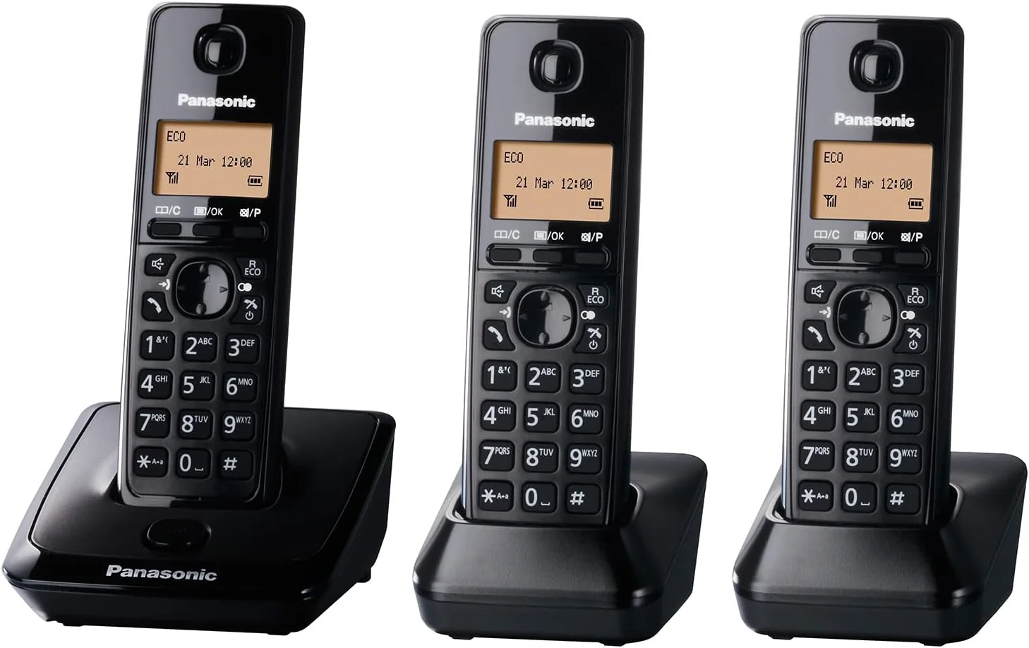 تلفن بی سیم دیجیتال پاناسونیک با 3 گوشی مدل KXTG2713، مشکی، KX-TG2713UE1 تلفن بی سیم دیجیتال پاناسونیک با 3 گوشی مدل KXTG2713، مشکی، KX-TG2713UE1