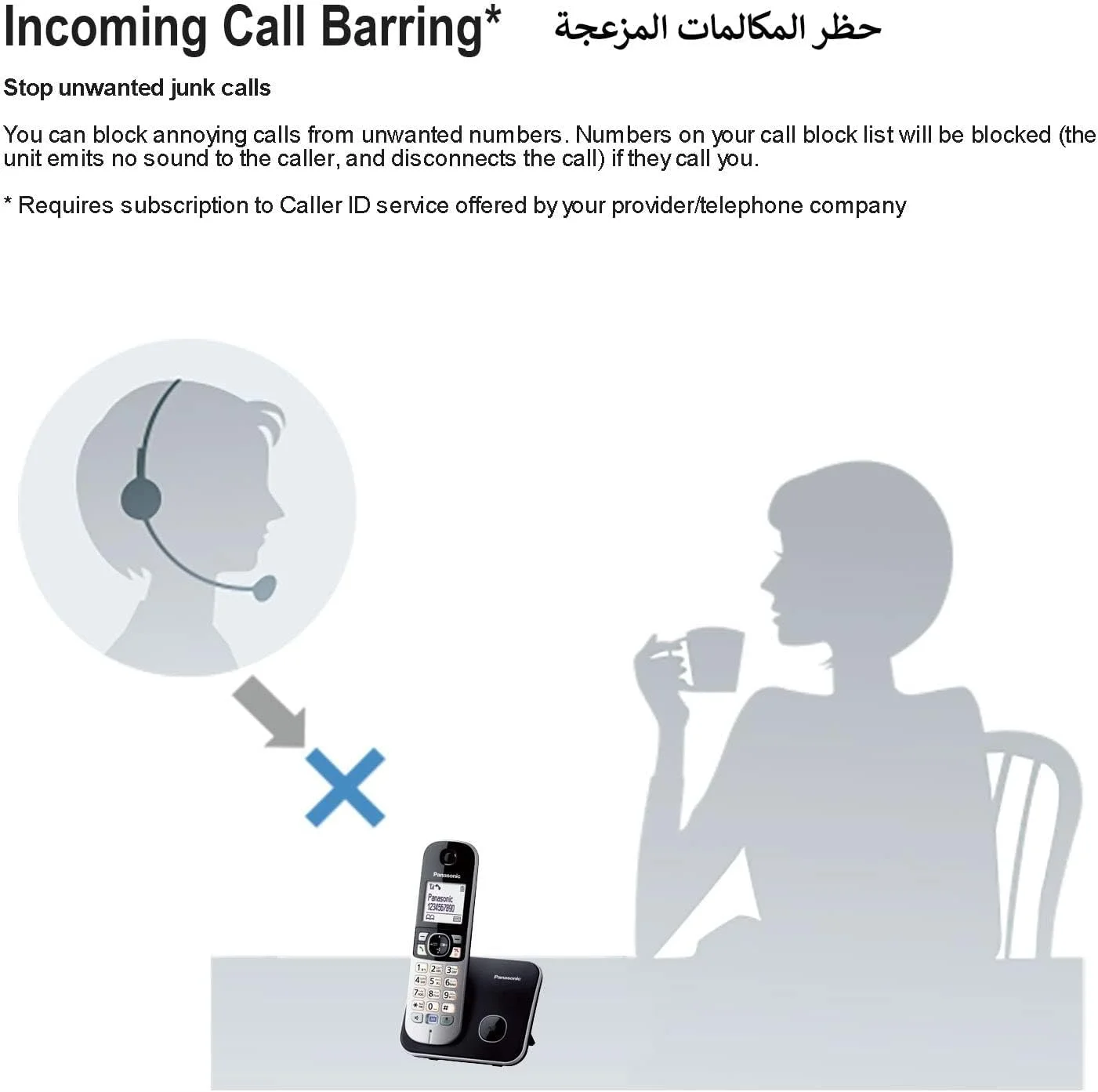 تلفن بی سیم پاناسونیک مدل Kx-Tg6811، مشکی و خاکستری تلفن بی سیم پاناسونیک مدل Kx-Tg6811، مشکی و خاکستری