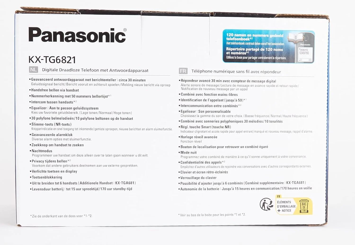 تلفن بی سیم پاناسونیک مدل KX-TG6821 مشکی با منشی تلفنی