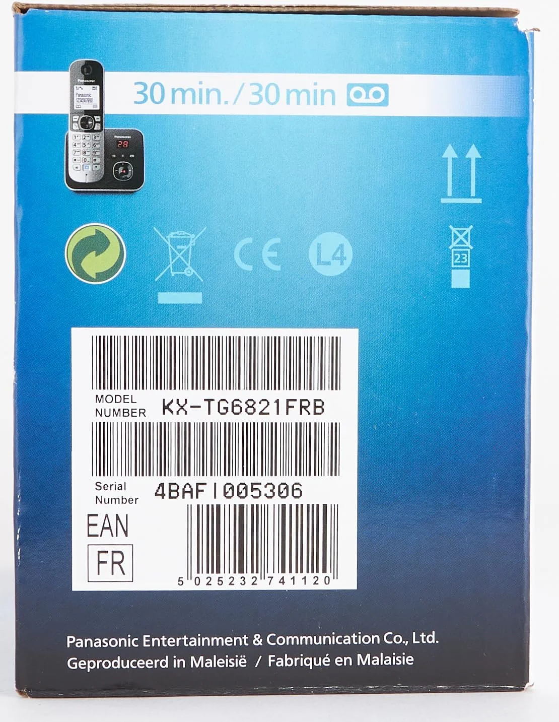 تلفن بی سیم پاناسونیک مدل KX-TG6821 مشکی با منشی تلفنی