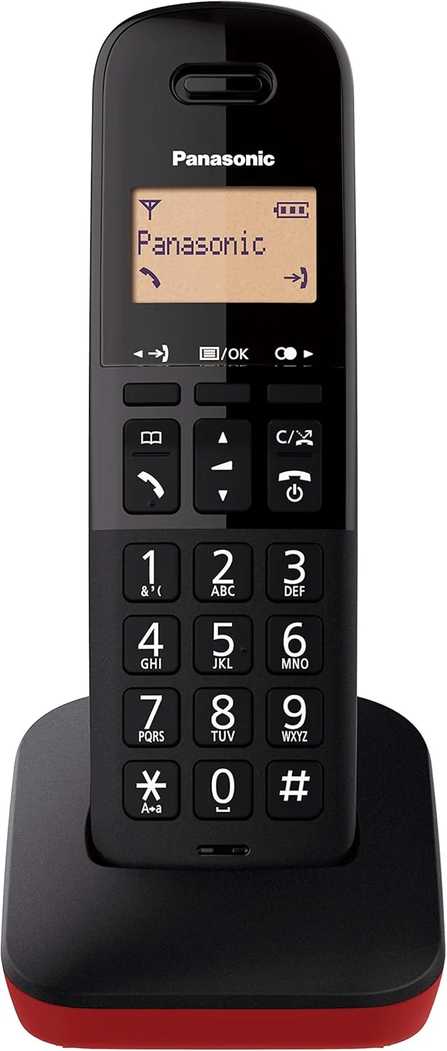تلفن بی سیم دیجیتال پاناسونیک مدل KX-TGB610SPR به همراه یک گوشی، نمایشگر Caller ID و مسدود کننده تماس، صدای بهبود یافته و صفحه نمایش LCD مقاوم در برابر ضربه - قرمز