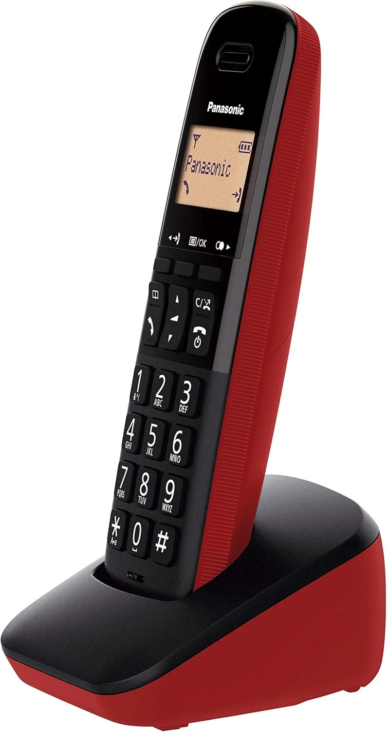 تلفن بی سیم دیجیتال پاناسونیک مدل KX-TGB610SPR به همراه یک گوشی، نمایشگر Caller ID و مسدود کننده تماس، صدای بهبود یافته و صفحه نمایش LCD مقاوم در برابر ضربه - قرمز
