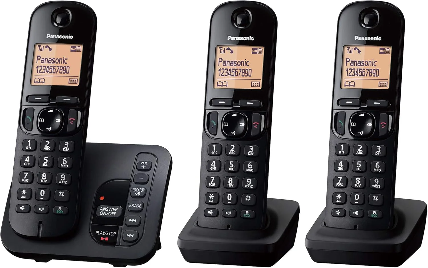 تلفن بی سیم پاناسونیک مدل KX-TGC223EB DECT با منشی تلفنی، صفحه نمایش 1.6 اینچی با نور پس زمینه خوانا، مسدود کننده تماس های مزاحم، بلندگوی هندزفری، حالت ECO - مشکی، بسته سه گوشی تلفن بی سیم پاناسونیک مدل KX-TGC223EB DECT با منشی تلفنی، صفحه نمایش 1.6 اینچی با نور پس زمینه خوانا، مسدود کننده تماس های مزاحم، بلندگوی هندزفری، حالت ECO - مشکی، بسته سه گوشی