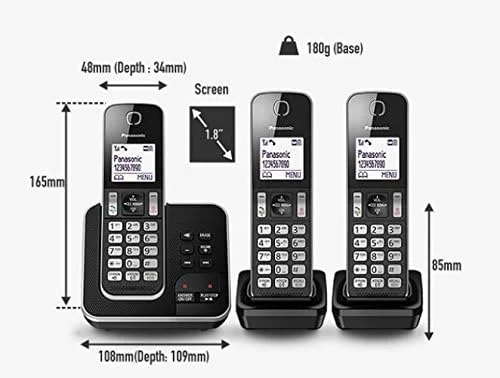 تلفن بی سیم پاناسونیک مدل KX-TGD323 با قابلیت مسدود کردن تماس های مزاحم و پیغام گیر دیجیتال - مشکی و نقره ای (بسته 3 عددی) تلفن بی سیم پاناسونیک مدل KX-TGD323 با قابلیت مسدود کردن تماس های مزاحم و پیغام گیر دیجیتال - مشکی و نقره ای (بسته 3 عددی)