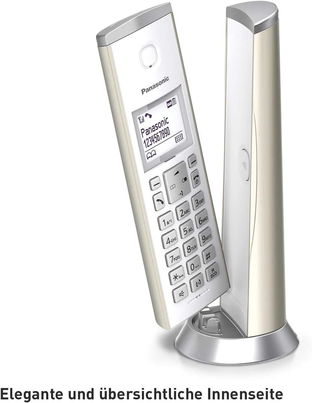 تلفن طراحی پاناسونیک مدل KX-TGK220GN با پیغام گیر (ساعت زنگ دار، تلفن خانگی (بی سیم)، تلفن HD، Eco-Plus، عملکرد هندزفری) شامپاین تلفن طراحی پاناسونیک مدل KX-TGK220GN با پیغام گیر (ساعت زنگ دار، تلفن خانگی (بی سیم)، تلفن HD، Eco-Plus، عملکرد هندزفری) شامپاین