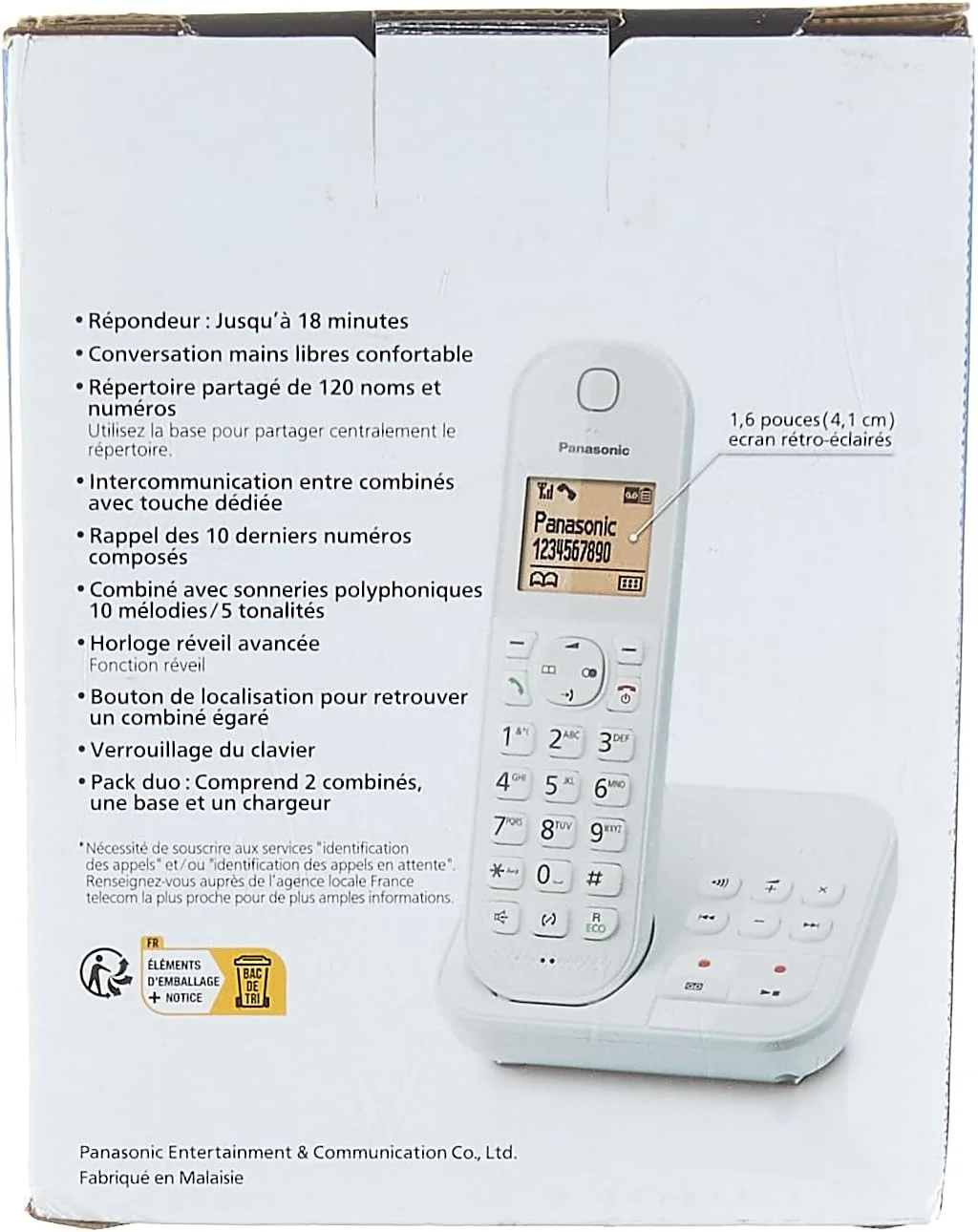 تلفن ثابت پاناسونیک تلفن DECT دوتایی سفید تلفن ثابت پاناسونیک تلفن DECT دوتایی سفید