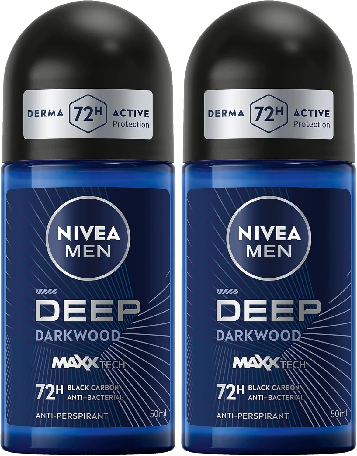 رول ضد تعریق مردانه نیوآ مدل DEEP Black Carbon Antibacterial با رایحه چوب تیره، 2x50ml