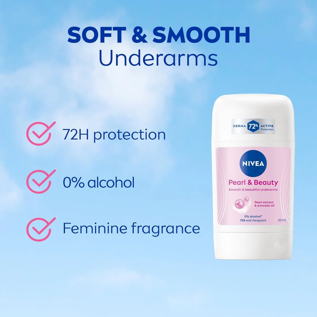 استیک ضد تعریق زنانه نیوآ، محافظت 48 ساعته، مروارید و زیبایی، 50 میلی لیتر استیک ضد تعریق زنانه نیوآ، محافظت 48 ساعته، مروارید و زیبایی، 50 میلی لیتر