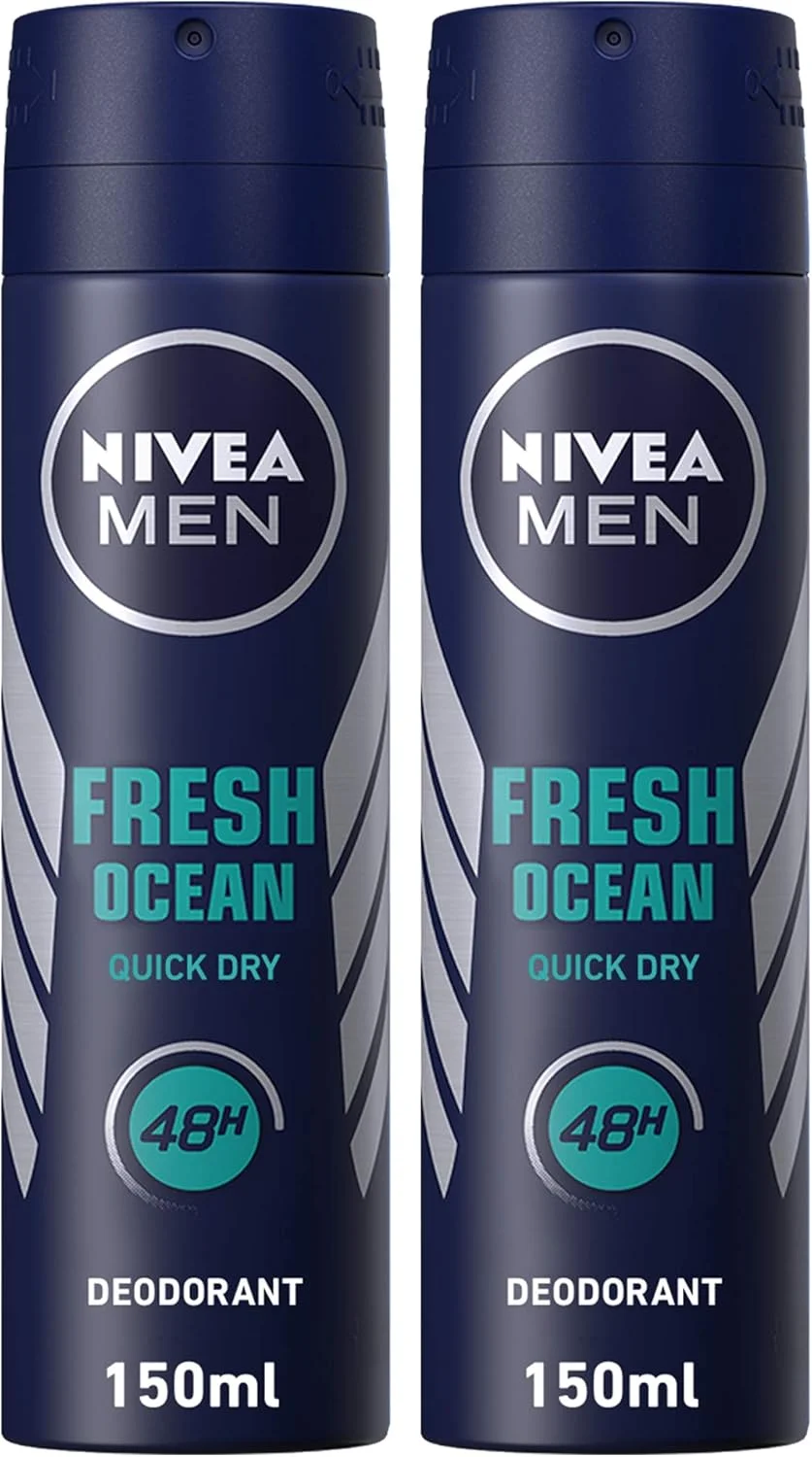 اسپری دئودورانت مردانه نیوآ، رایحه اقیانوس تازه، 2x150ml و اسپری ضد تعریق مردانه نیوآ، DEEP Black Carbon Antibacterial، رایحه چوب تیره، 2x150ml اسپری دئودورانت مردانه نیوآ، رایحه اقیانوس تازه، 2x150ml و اسپری ضد تعریق مردانه نیوآ، DEEP Black Carbon Antibacterial، رایحه چوب تیره، 2x150ml