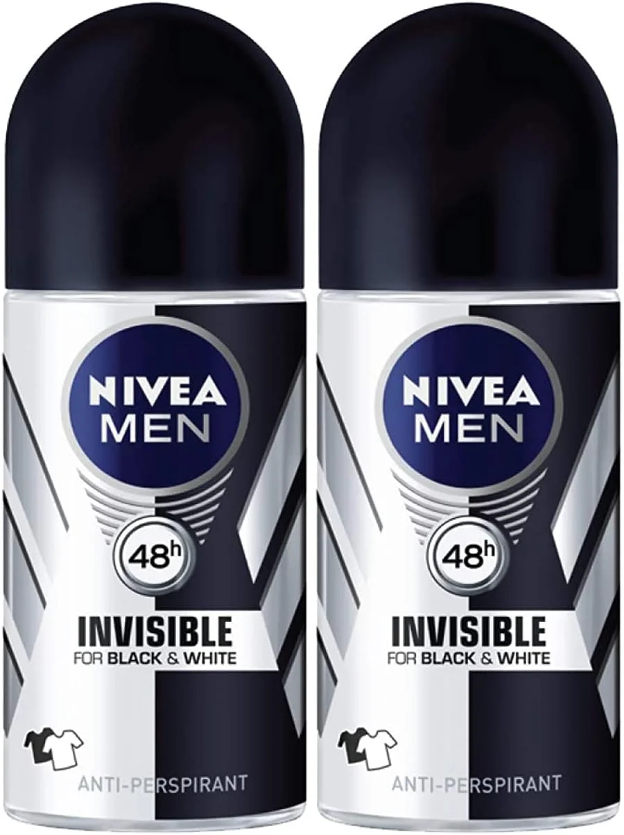 نیوآ، مردانه، دئودورانت، نامرئی مشکی و سفید، اورجینال، رولی، 2 عدد 50 میلی لیتر