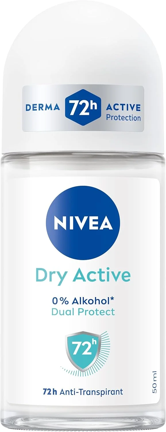 دئودورانت رولی نیوآ Dry Active، ضد تعریق با محافظت 72 ساعته و فرمول محافظت دوگانه ضد باکتری، دئودورانت مغذی با رایحه تازه (50 میلی لیتر)