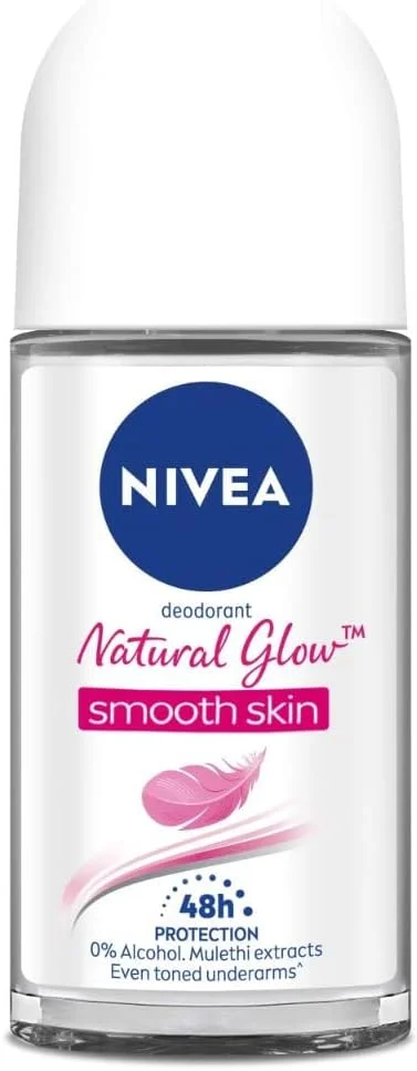 رول ضد تعریق زنانه نیوآ Natural Glow با ویتامین C، ویتامین E، روغن آووکادو و عصاره شیرین بیان | روشن کننده، نرم کننده و زیبا کننده زیر بغل | بدون الکل | 50 میلی لیتر