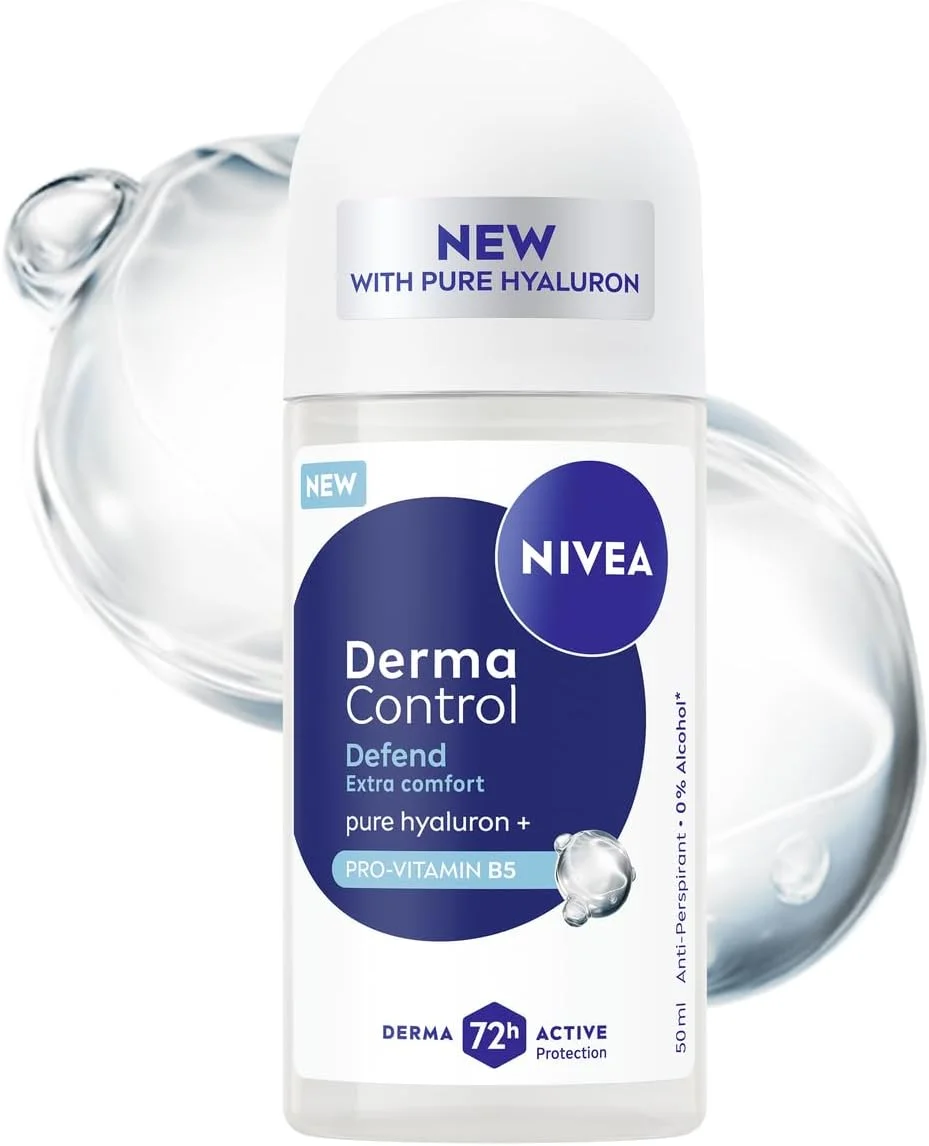 رول ضد تعریق زنانه نیوآ Derma Control Defend با محافظت 72 ساعته و هیالورونیک اسید، 50 میلی لیتر