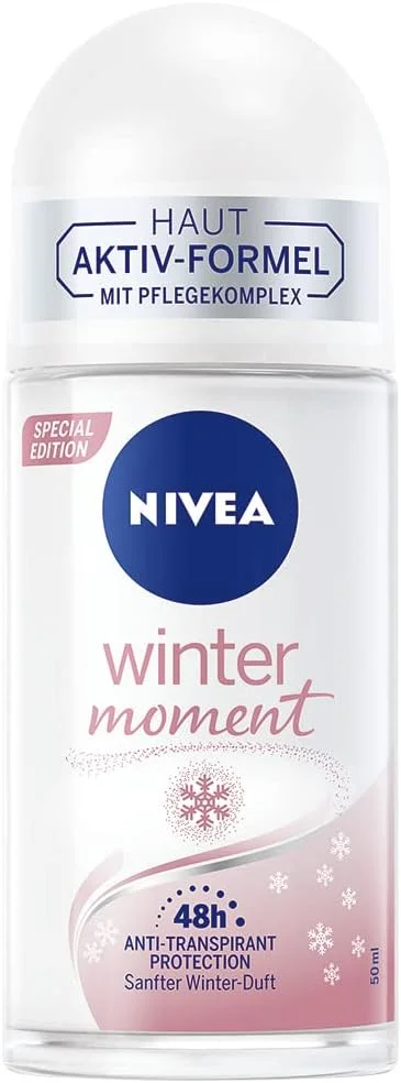 دئودورانت رولی زنانه نیوآ مدل Winter Moment حجم 50 میلی لیتر، ضد تعریق با رایحه زمستانی، محافظت 48 ساعته با خاصیت آنتی باکتریال