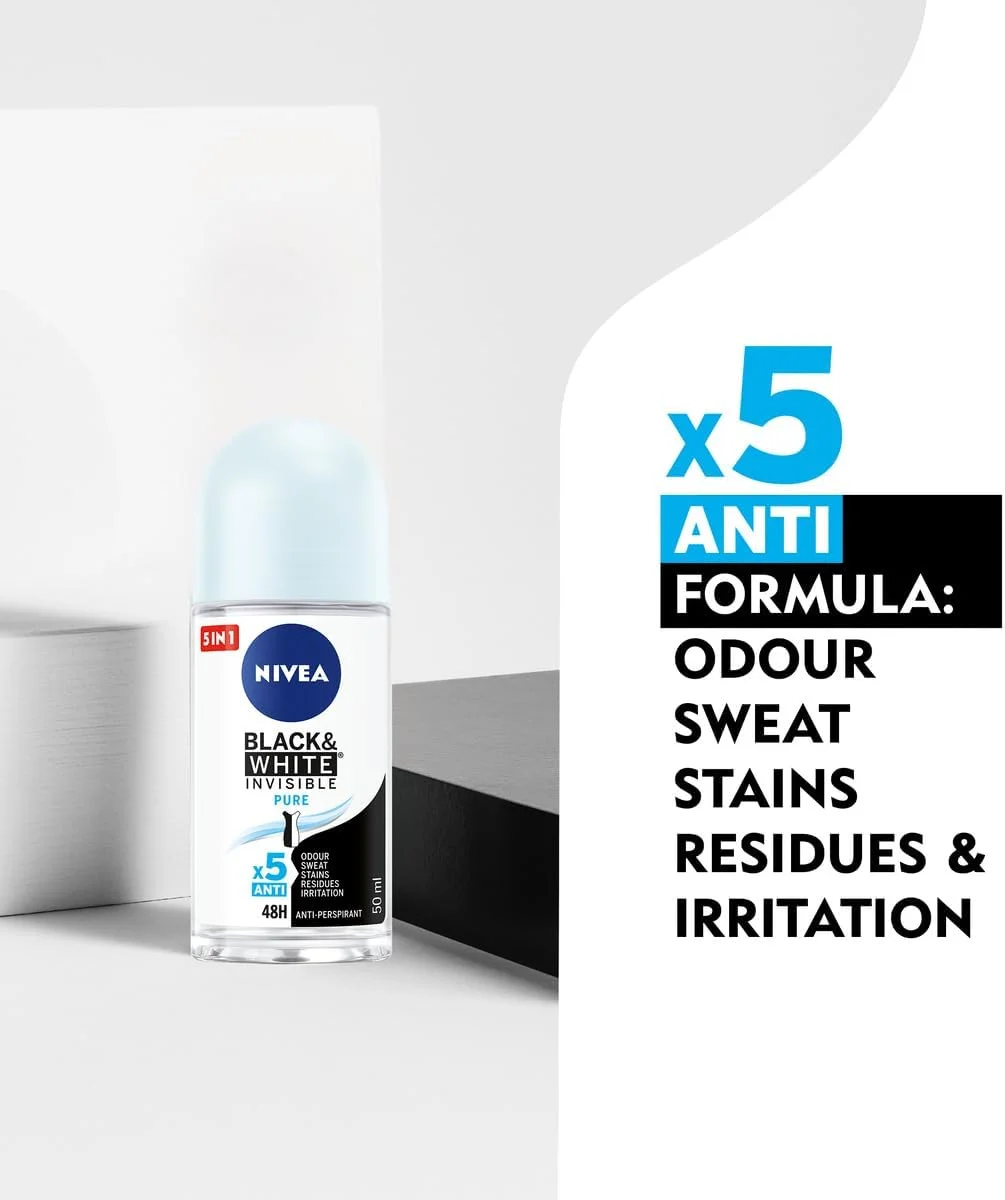 نیوآ رول ضد تعریق فرش نامرئی مشکی و سفید - 50 میلی لیتر - بسته 6 عددی