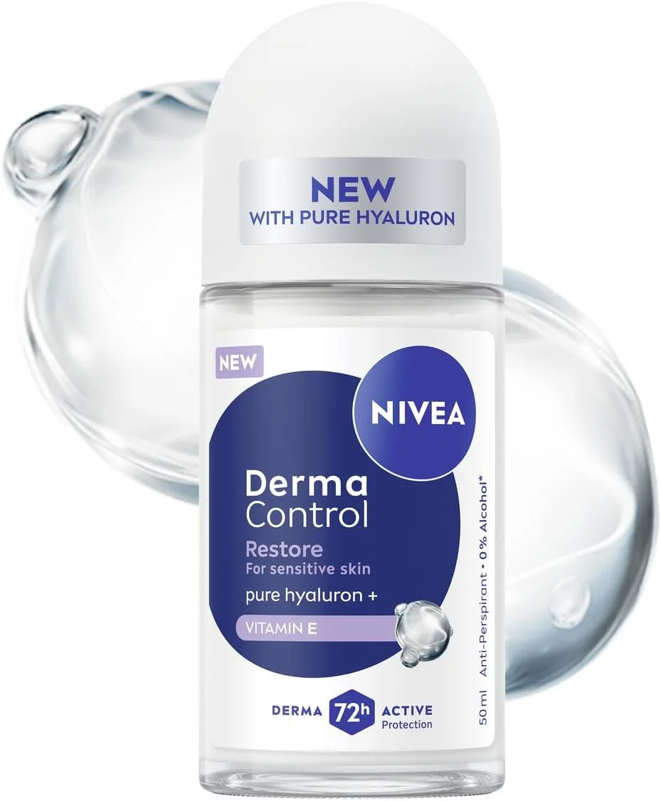 رول ضد تعریق زنانه نیوآ Derma Control Restore با محافظت 72 ساعته و هیالورونیک اسید، 50 میلی لیتر