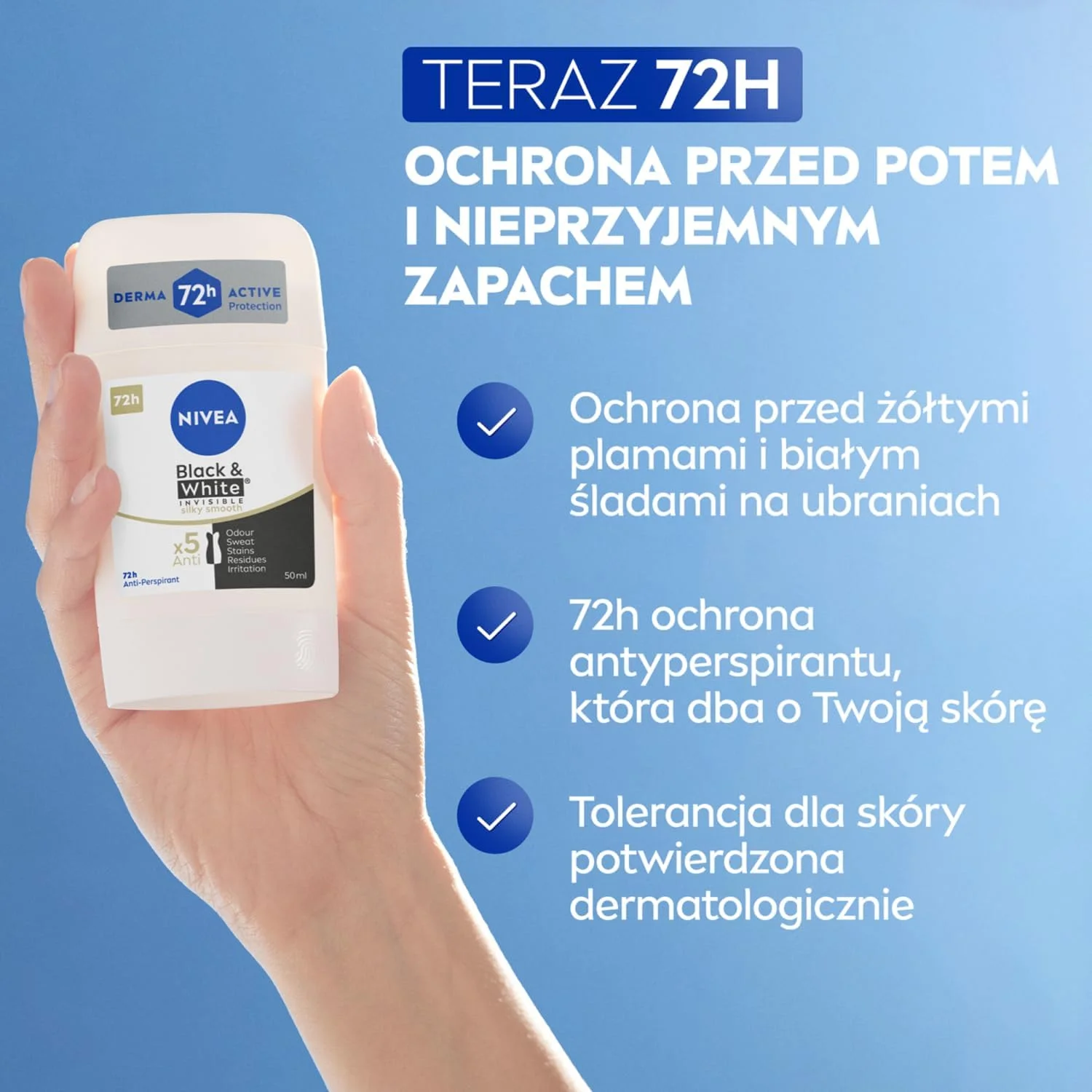 استیک ضد تعریق نیوآ Black & White Silky Smooth، 50 میلی لیتر